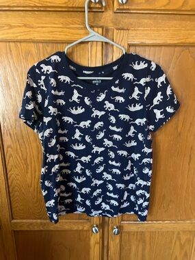 J Crew Navy Blue with Cheetah Print